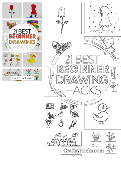 Learn 21 best beginner drawing hacks for kids with easy step-by-step painting ideas like a rose, duck, butterfly, and cute cats.