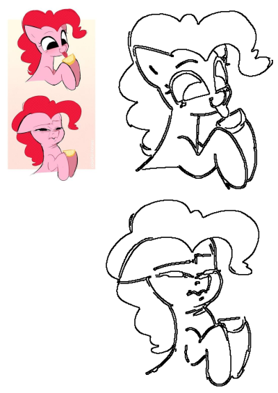 Pinkie Pie from My Little Pony experiences a sour lemon, shown first tasting it curiously then making a hilariously scrunched-up face.