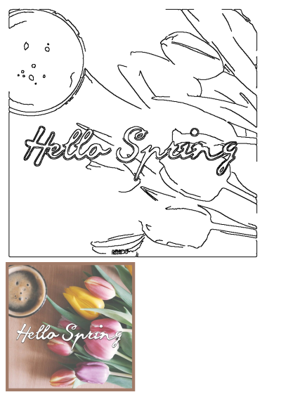 A vibrant image featuring a cup of coffee, colorful tulips (pink, yellow, purple), and 'Hello Spring' text.