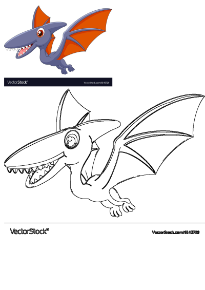 A playful cartoon blue dragon with vibrant orange wings flying, featuring a happy expression and sharp teeth.