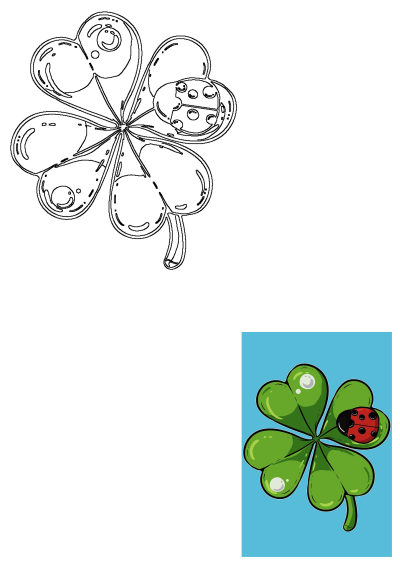 A vibrant illustration of a lucky four-leaf clover with a red ladybug resting on a leaf. Perfect symbol of good fortune.