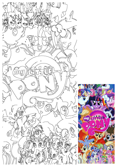 A vibrant My Little Pony Movie advertisement featuring a collage of many beloved pony characters and the iconic logo.