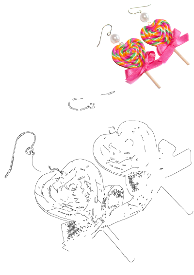 A pair of charming rainbow heart lollipop earrings, featuring colorful swirls, delicate pink bows, and elegant pearl accents.