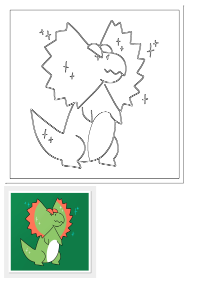 A cute cartoon Dilophosaurus dinosaur with a frill, shown on a vibrant green background, perfect for a fun poster.