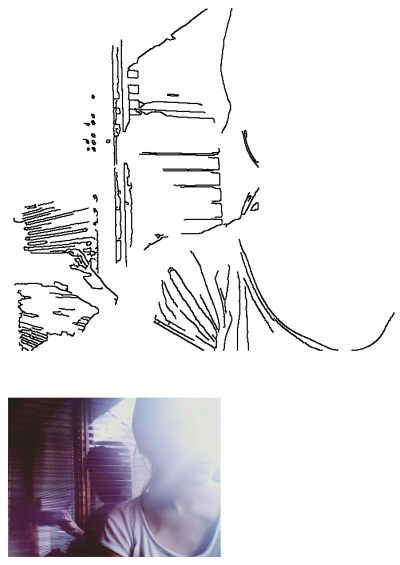 Zuzana's contemplative portrait, backlit by a window with visible blinds, creating a soft, ethereal glow that obscures part of her face.