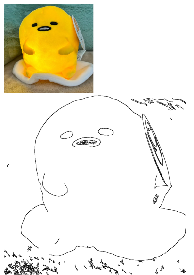A yellow Gudetama plush, a lazy egg stuffed animal, rests on a soft bed. It features its signature sleepy face and tag.