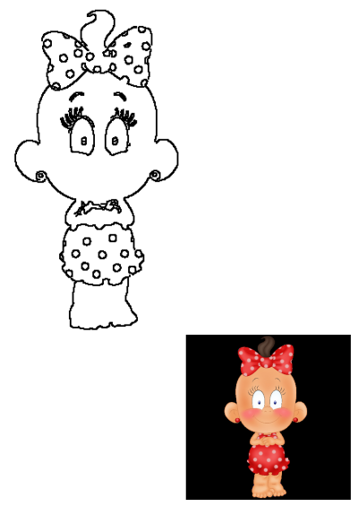 Cute cartoon baby clipart wearing a red polka dot outfit and a matching bow. Features big eyes, rosy cheeks, and a sweet smile.