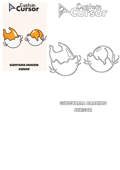 Gudetama Dancing Cursor custom design featuring two lazy egg characters in cracked shells, alongside the Custom Cursor logo.