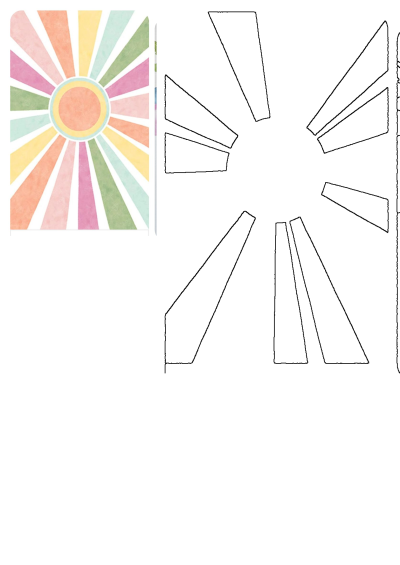 Colorful sunburst cell phone design featuring vibrant pastel watercolor rays radiating from a central circle, perfect for a cheerful background.