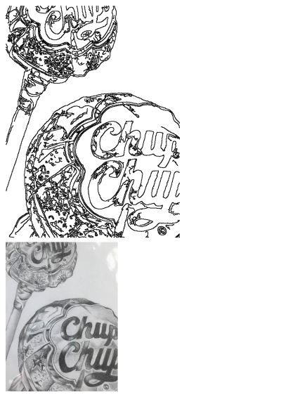 Detailed black and white pencil drawing of two Chupa Chups lollipops, showcasing the wrapper and iconic logo with shading.