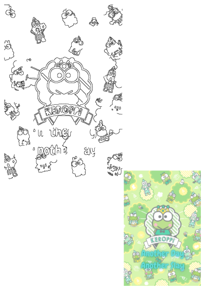 A fun Keroppi cartoon character pattern, proclaiming 'Another Day Another Slay' with multiple cute Keroppi frogs on a green background.