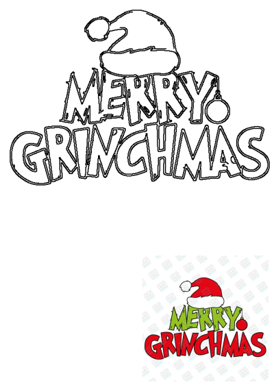 Merry Grinchmas festive greeting with a red and green Santa hat and Christmas ornament, perfect for holiday designs.