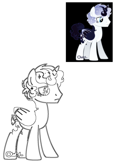 Mlp Unicorn Character White With Blue Mane And Cutie Mark. This custom pony features a white body, curly blue/purple mane, dark horn, and a unique cloud-sleep cutie mark.