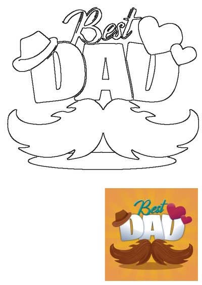 Best DAD graphic featuring a stylish hat, prominent mustache, and loving hearts, ideal for celebrating Fathers Day.