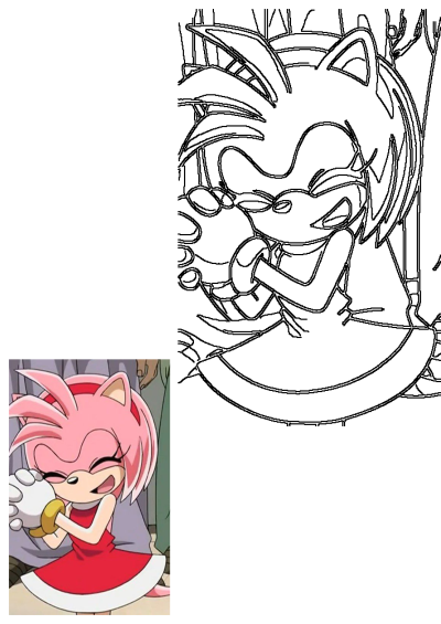 Amy Rose, the pink Sonic character, happy and holding a white cup in her red dress, with eyes closed in joy.