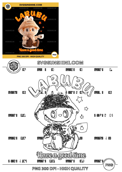 Funny Labubu PNG design featuring the adorable character in winter wear, enjoying a hot drink with a cheerful message.