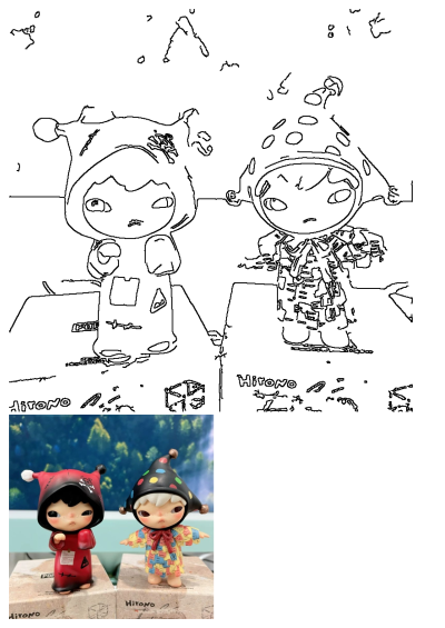 Hirono Echo Series figurines stacked on boxes. Features a red-hooded character and a colorful patchwork figure. Great for collectors.