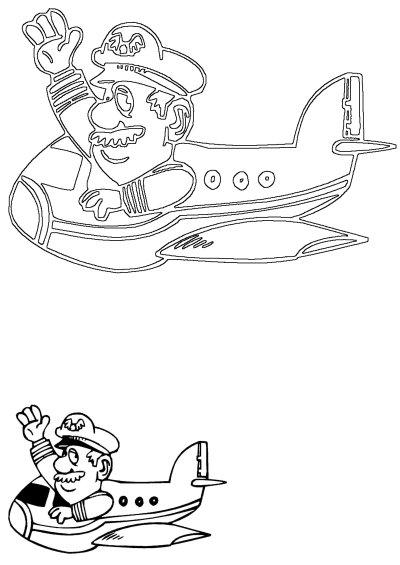 A delightful cartoon airplane pilot, featuring a mustache and hat, waves enthusiastically from the cockpit of his aircraft.