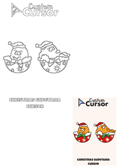 Festive Christmas Gudetama custom cursor set featuring two cute eggs wearing Santa hats in decorative snowflake bowls.