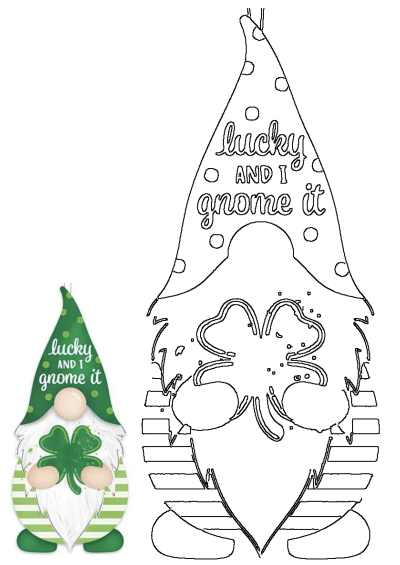 St Patricks Day Gnome Lucky I Gnome It Ornament. This charming gnome features a green polka dot hat, white beard, and a four-leaf clover.