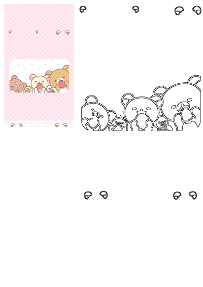 Cute teddy bears and chickens happily eating strawberries on a sweet pink polka dot background, enjoying a fruity treat.