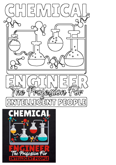 Chemical engineer design for intelligent people, featuring lab glassware, molecular graphics & text. Ideal for book covers, apparel, or science enthusiasts.