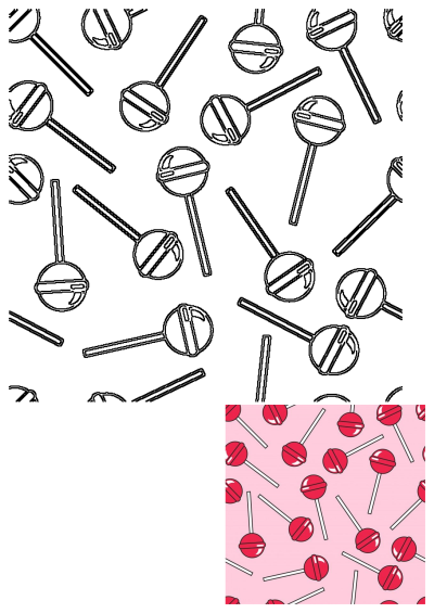 A vibrant seamless pattern showcasing numerous red lollipops with white sticks on a cheerful pink background.