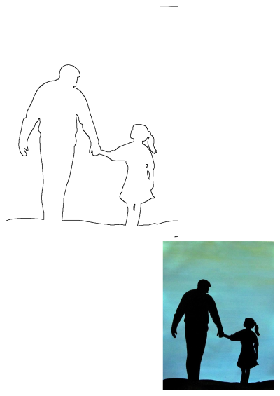 A heartwarming silhouette of a father and daughter holding hands, walking together against a serene blue background, symbolizing family love and bond.