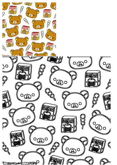 A cute Rilakkuma bear and hotcake seamless pattern featuring dango on a white background. Perfect for backgrounds, fabric, or digital designs.