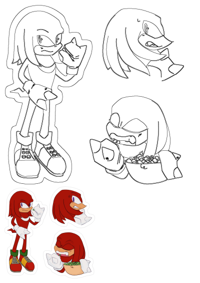 Knuckles the Echidna sticker pack for Sonic The Hedgehog fans. Features vinyl decals of Knuckles in various poses and expressions.