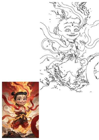 A vibrant illustration of Nezha, the mischievous fire child character from Chinese mythology, surrounded by dynamic flames and flowing red ribbons.