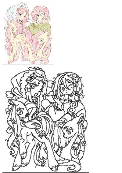 A charming cartoon illustration featuring Fluttershy and her pony friends sitting closely, highlighting their gentle bond and sweet companionship.