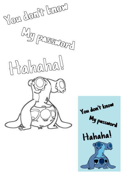 A funny Stitch cartoon meme featuring the lovable alien upside down with the text 'You don't know My password Hahaha!', a playful joke.
