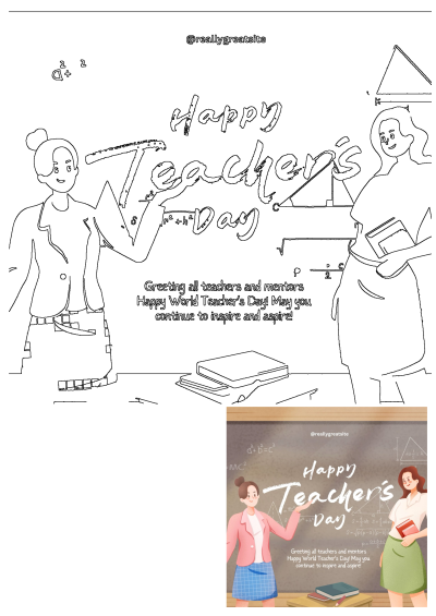 Vibrant illustration featuring two female teachers and math equations on a blackboard, celebrating Happy Teacher's Day.