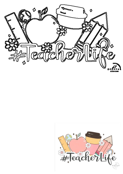 Cute #TeacherLife clipart with apple, pencils, ruler, coffee, and globe. Perfect for teachers, school, and educational themes.