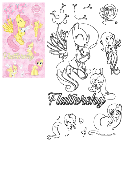 My Little Pony Fluttershy Ponies Pink Butterfly image, featuring the beloved yellow Pegasus with cute bunnies.