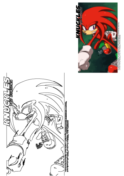 Knuckles The Echidna, a red action cartoon character similar to a hedgehog, shown dynamically in vibrant color and outline.