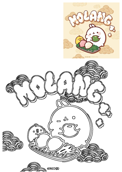 Molang, a kawaii cute animal, happily eating green mochi on a plate with Piu Piu the chick, a delightful and charming illustration.