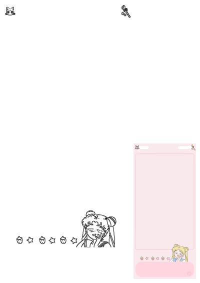 Sailor Moon themed pink background, perfect as a phone wallpaper or digital organizer, featuring Usagi, Luna, and a magic wand.