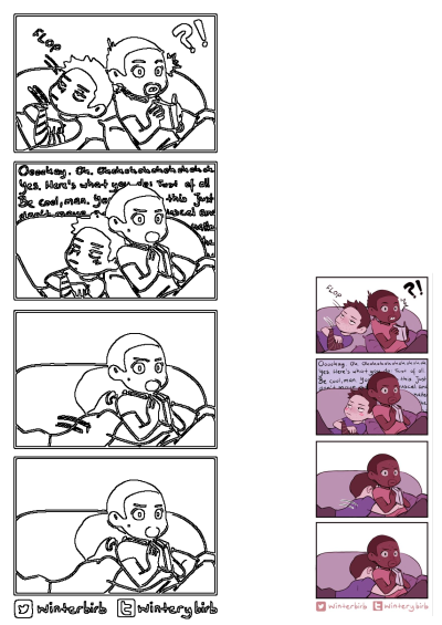 A funny Marvel Avengers comic strip shows a hero flustered by an unexpected cuddle in bed, leading to humorous bedroom troubles.