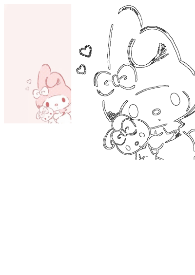 My Melody with a plush toy in a sweet pink aesthetic cartoon style, perfect for fans of cute kawaii characters.