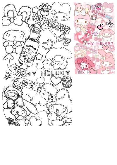 My Melody Pink And White Sticker Collection features various cute Sanrio characters, bows, hearts, and text, ideal for crafting.
