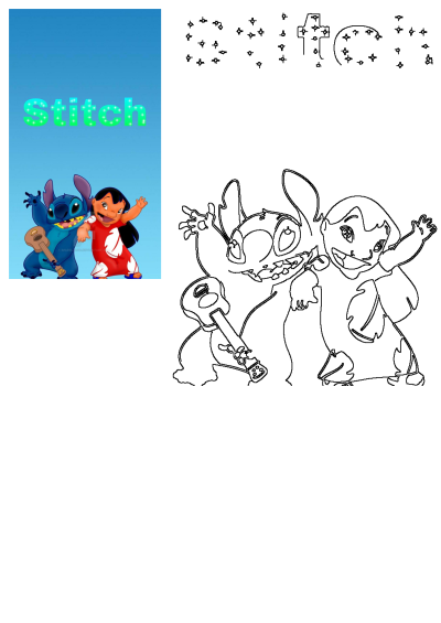 Stitch and Lilo from Disney's movie pose cheerfully with a ukulele on a vibrant, sparkly blue background, ideal for a fun wallpaper.