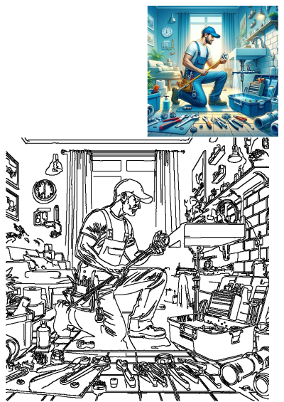 A diligent plumber, equipped with a wrench and various tools, kneels to expertly fix a leaky sink with water splashing from the faucet.