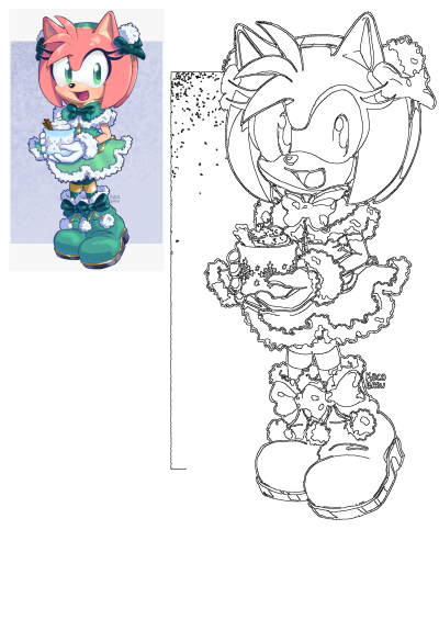 Amy Rose in her festive green winter outfit, cheerfully holding a mug of hot chocolate with whipped cream and cinnamon.