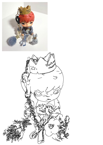 Pop Mart Hirono Cuckoo Bag Charm, Other One Series. Detailed figure with crown, holding a pocket watch, adorned with blue pom-pom, ribbon, and rabbit charms.