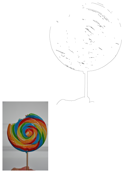 A vibrant rainbow spiral lollipop, partially eaten, held by a hand against a light background. This colorful candy on a stick shows a bite taken out.