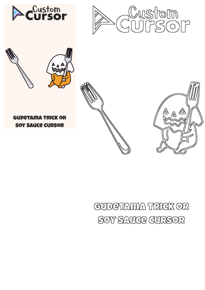 Gudetama Trick or Soy Sauce custom cursor set featuring a spooky ghost Gudetama and a fork, ideal for Halloween themes.