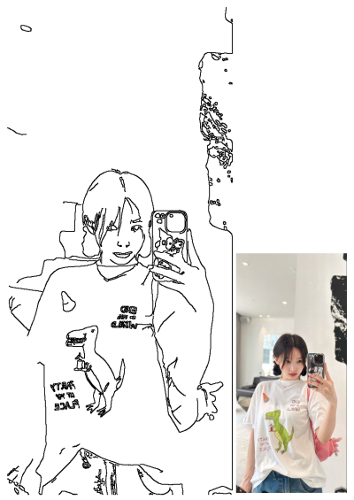 A woman in a white dinosaur t-shirt with a green dino graphic takes a mirror selfie using her phone with a cartoon case.