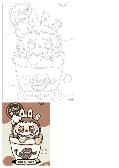 Cafe Mochi Lobubu, a cute coffee cartoon character illustration. Lobubu sits in a cup with 'COLD | HOT' options.